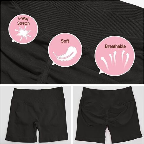 Workout Impact Shorts Hidden Scrunch Butt Lifting Gym Booty Biker Shorts for Women Tummy Control in Saudi Arabia