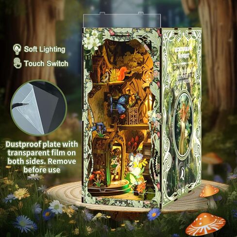 isseve Book Nook Kit ، DIY 3D Wooden Puzzle Bockends للبالغين ، ديكور رف الكتب المصغرة الصغيرة مع غطاء LED والغبار ، هدايا لمحبيات الحرف في سن المراهقة (Royal Seamer) in Kuwait