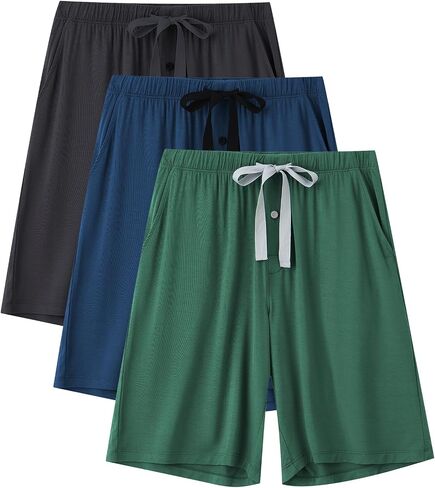 EA'S SECRET Men’s Pajama Bottom Summer Sleeping Shorts Cooling Breathable Soft Bamboo Rayon Lounge Shorts with Pockets in Saudi Arabia