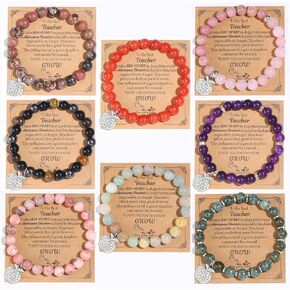Wainis 8PCS PCS PRACELETS PRACELETS FOR WONED MEN NARTAL Stone Proclets Bead Bead مع بطاقة رسالة ، شكرًا لك هدية على هدايا المجوهرات المعلمين