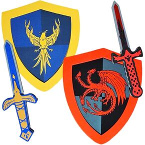 Sensory4u Foam Sword and Shield Set - لعبة لعب دور الأطفال ، الفارس والتنين ، Light vs Dark Prindend Play Play