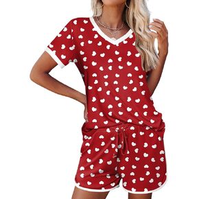 Ekouaer Womens Pajama Short Sets Lounge Sets for Women 2 Piece Soft Pjs Set Casual V Neck Sleepwear with Pockets in Saudi Arabia