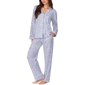 BedHead PJs Womens Long Sleeve Notch Collar & Pant Sleepwear Pajama Set, Organic Cotton