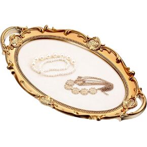 Vintage Jewelry Tray Velvet Antique Decorative Jewelry Organizer Vintage Serving Tray Necklace Earring Holder for Women Gifts Wedding Photo Props, 14.96 x 9.25 x 1.18 Inch