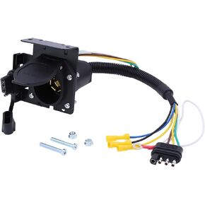 4 Pin to 7 Pin Adapter Trailer Light Adapter with Mounting Bracket 4 Pin to 7 Pin Electrical Connector Wiring Plug Connector Copper Wire Trailer Light Plug for RV Truck Factory Tow Package in Kuwait