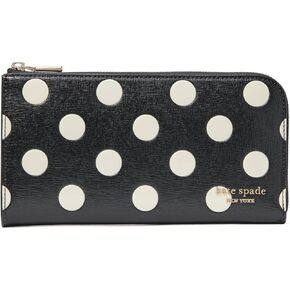 kate spade new york Devin Breezy DOT Embossed Saffiano Leather Zip Around Continental Wallet, Black Multi