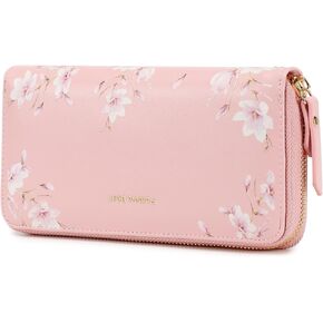 Pomelo Best Womens Wallet RFID Blocking Leather Multi Credit Card Large Capacity Zip Around Wallets Clutch Wristlet Travel Long Purse for Women Blue