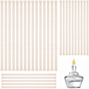 30 PCS 1/4" Round Oil Lamp Wicks Cotton Braided Lamp, Floating Wicks for Oil Candles Replacement Cotton Candle Wicks for Candle Making(5.91" & 7.87" Long)