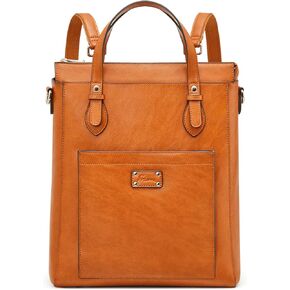S-ZONE Genuine Leather Convertible Backpack Purse Tote Bag for Women Handbag Shoulder Bag Work Travel with Luggage Sleeve
