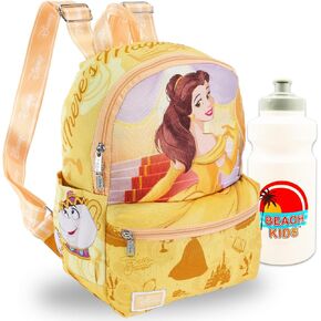 حقيبة الظهر Disney Beauty and the Beast Mini للنساء - حقيبة تحمل على الظهر الأميرة بحفاها مع جيب أمامي بالإضافة إلى زجاجة ماء | الجمال وحزمة حقائب الظهر الوحشية