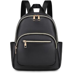 Mini Backpack Purse for Women PU Leather Small Backpack Fashion Multi Pockets Casual Daypacks Ladies Travel Shoulder Bags Black