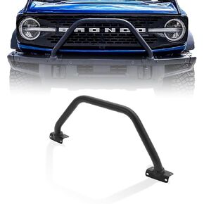 CALLIERT Upgrade Bull Bar Grille Brush Guard Compatible with 2021 2022 2023 2024 2025 Bronco 2/4 Doors with Manganese Steel Front Bumper Grille Accessories,Matte Black