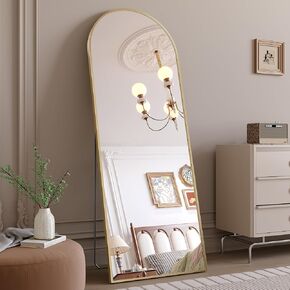 Arch Full Length Mirror with Stand, 71"x26" Large Gold Arched Full Body Mirror, Aluminum Alloy Frame- Free Standing, Leaning Against Wall or Wall-Mounted, for Bedroom Living Room Cloakroom