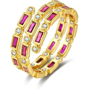 Dainty Thin Wrap Around Gold Red Pink Ruby CZ Cocktail Statement Gemstone FULLY ADJUSTABLE Eternity Band Ring for Women by SNGIA, Summer Beach Unique Handmade Chunky Serpent Snake Band, Minimalist Boho Garnet Stone Stackable Wedding Date Birthday Gift, Ir
