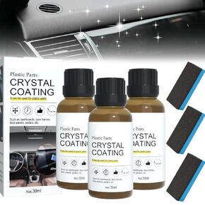 3 Pcs Crystal Coating for Car Plastic Parts, 2025 New Plastic Parts Crystal Coating, High Gloss Protective Layer, Refurbish Agent with Sponge Long Lasting