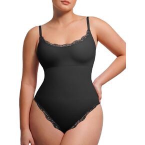 Lover-Beauty Lace Shapewear Bodysuits for Women Tummy Control Breathable Thong Seamless with Removable Cups