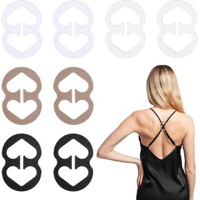 16 Pcs Bra Strap Clips, Large Bras Straps Clips for Racerback, Women Bra Strap Holder, Anti Slip Buckles Conceal Straps, Racer Back Conceal for Bras, Cleavage Control (Black, White, Beige, Clear)