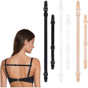 6 Pcs Bra Strap Clips, Bra Strap Holders for Slipping, Racer Back Conceal Bra Straps Non-slip Elastic Cleavage Control (White, Black, Skin Color)