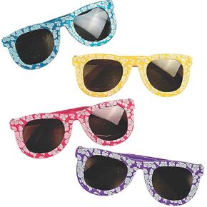 Fun Express Hibiscus Sunglasses (1 Dozen) Children's Sunglasses, Party Supplies & Favors, Pool Party Giveaways, Summer Costume Accessories