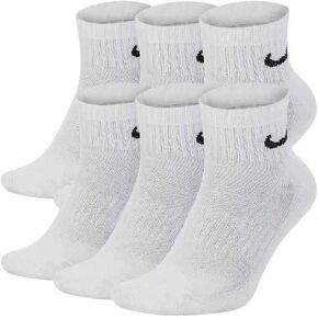 Nike Unisex Everyday Cushioned Training Ankle Socks (6 Pairs), White/Black, X-Large