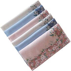 Handkerchiefs for Women-Pure Combed Cotton Ladies Hankies With Super Soft Touch Neckwear&Hairband 6 Pack