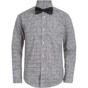 Tommy Hilfiger Boy's Long Sleeve Dress Shirt With Bow Tie, Collared Button-down With Cuff Sleeves