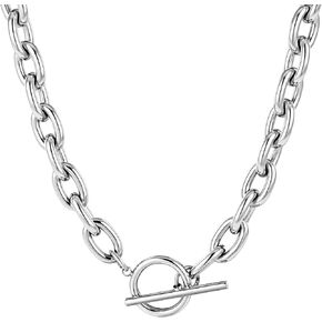 TEN MIRO 18k Chunky Gold Necklace for Women Sweatproof, Non Tarnish Chunky Layered Chain Necklaces Thick Gold Layering Herringbone Paperclip Necklace Stacks Toggle Necklaces for Women Men