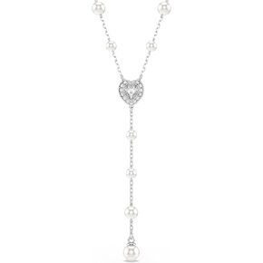 Swarovski Ariana Grande Y Style Crystal and Pearl Necklace in Rhodium Finish - Part of the Ariana Grande x Capsule Collection