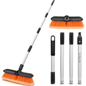 65" Car Wash Brush with Extension Pole, Car Wash 10" Dip Soft Brush, No Scratch Car Cleaning Brush Supplies for RV Boat Truck SUV, House Siding, Snow, Floors, Extension Aluminum Alloy