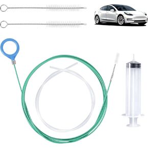 Auto Sunroof Drain Cleaning Tool, 118in Long Pipe Cleaners with Tube Cleaning Brush Syringe Hose Syringe Soft Drain Brush Pipe Cleaning for Car Sunroof Trunk Wiper Drain Hole