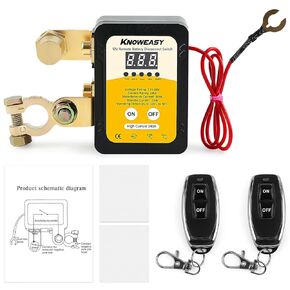 Knoweasy 12V 240A Remote Battery Kill Switch - Smart Voltage Control Anti-Theft Disconnect for Cars, Trucks, RVs, Boats Prevents Battery Drain and Enhances Security