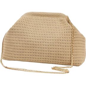 DIHKLCIO Summer Beach Woven Clutch Purses for Women 2025 Cloud Dumpling Pouch Purse Crossbody Bag Handbag Crochet Stripped