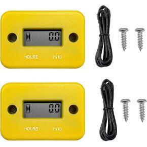 2 PCS Inductive Hour Meter, Waterproof 3V Vehicle Inductive Tachometer, Universal Induction Engine Tachometer for Gas Generator/Lawnmower/Motorcycle, Car Accessories (Green)