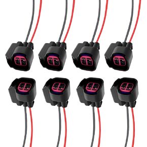 8PCS Fuel Injector Connector Pigtail, EV6 EV14 Fuel Injector Connector Socket with Wiring Harness, 5013995AA 5161919AA S824 Fuel Injector Socket Plug for E-250 CT6 Wrangler