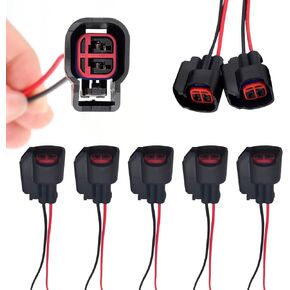 8 PCS حاقن الوقود Pigtal ، EV6 مقاوم للماء ، تسخير الأسلاك في الوقود ، وحقن الوقود المستقرة بديل ، متوافق مع بويك كاديلاك شيفروليه دودج فورد (أسود)