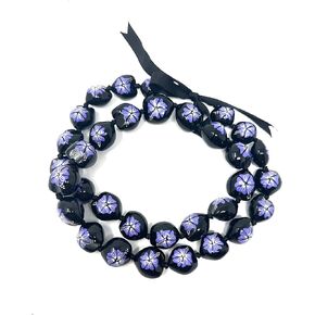 Utama Hawaiian Kukui Nut Leis Beads Necklaces with Hand Painted Flower Adjustable 32 Inch - Necklace for Graduation & Parties in Kuwait