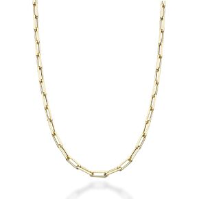 Miabella Italian Solid 925 Sterling Silver, 18Kt Gold Plated 3mm Paperclip Link Chain Necklace for Women Men, Made in Italy