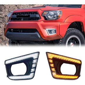 مجموعة مصابيح الضباب LED متوافقة مع تويوتا تاكوما 2012-2015، ضوء الجري النهاري (DRL) أضواء إشارة الانعطاف المتتابعة لتويوتا تاكوما