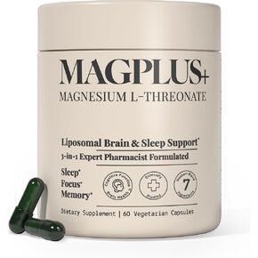 Magplus+ Magnesium L -Threonate ، Apigenin & theanine - كبسولات مكملات المغنيسيوم الشحمية عالية الامتصاص - تدعم النوم العميق الطبيعي والهدوء والوظيفة المعرفية