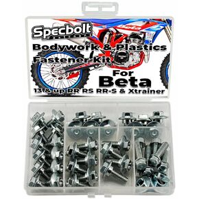 Beta Plastics & Bodywork Bolt Kit for: RR RX RR-S RS Xtrainer: 125 200 250 300 350 390 400 430 450 480 498 500 520 525 Two & Four Stroke Models, Brilliant Zinc Plating