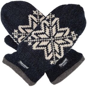 BRUCERIVER Mens Snowflake Knit Mittens with Warm Thinsulate Fleece Lining