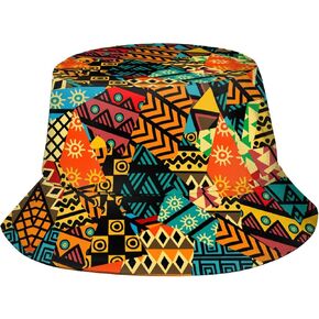 African Bucket Hat for Men Women African Ethnic Tribal Style Fisherman Hat Fashion Summer Sun Caps
