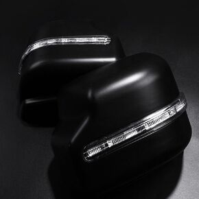 Car Side Rearview Mirror Caps غطاء مزخرف مع مصابيح الدوران LED ， ملاءمة لسوزوكي Jimny 2-Door 2019-2025 ， غطاء مرآة الرؤية الخلفية الخارجي ABS 2PC (أسود غير لامع)