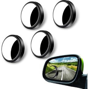 4 PCS Car Blind Spot Mirror, 2.17" x 0.67" Stick-on Car Reversing Assist Wide-angle Rearview Mirror, Adjustable HD Glass Side Rear View Convex Mirror Accessories, Universal for Cars (Black)