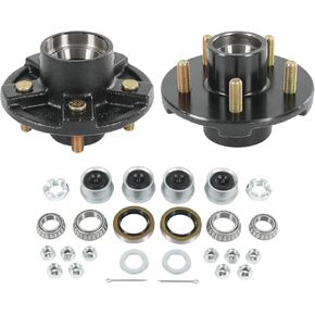 2 Sets Trailer Hub Kit 5 Bolt 4.5", 5 Lug Trailer Hub for 1-1/16"to 1-3/8"Trailer Axles 3500Lbs Trailer Idler Hub Kit with L68149 L44649 Bearings Bolt Trailer Wheel Hub Kit