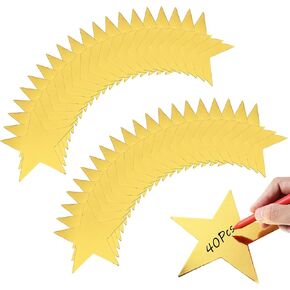 40 Pcs Metallic Star Cutouts 6 Inch Double Printed Paper Stars Decoration for Wedding Party Movie Night Party Supplies Bulletin Board Classroom Wall Party Decorations (Gold)
