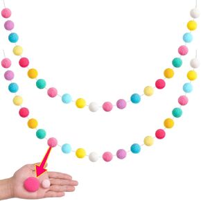 Xmasexp Pastel Pom Pom Garland Decorations - Gling Spring Felt Ball Garland for Mantle ، و Decor Indoor Home ، وحلي شجرة عيد الفصح ، وغرفة أطفال وديكور معلق ، 13 قدمًا.