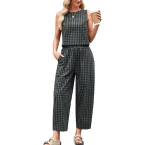 2 Piece Sets For Women 2025 Summer Matching Wide Leg Crop Pants Outfits Travel Vacation Beach Lounge Sets