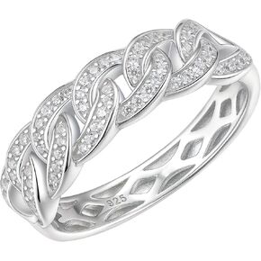Wuziwen Wedding Bands for Women Infinity Eternity Band Ring for Her Anniversary Stackable Rings 925 Sterling Silver Cubic Zirconia