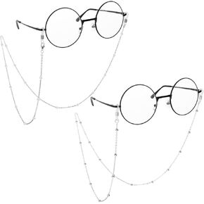 2 Pack 27.5 inch Eyeglass Chains Premium Sunglasses Strap Women Cute Beaded Glasses Holder Chains Stylish Glasses Chains Around Neck Eyewear Retainer for Women Men Kids